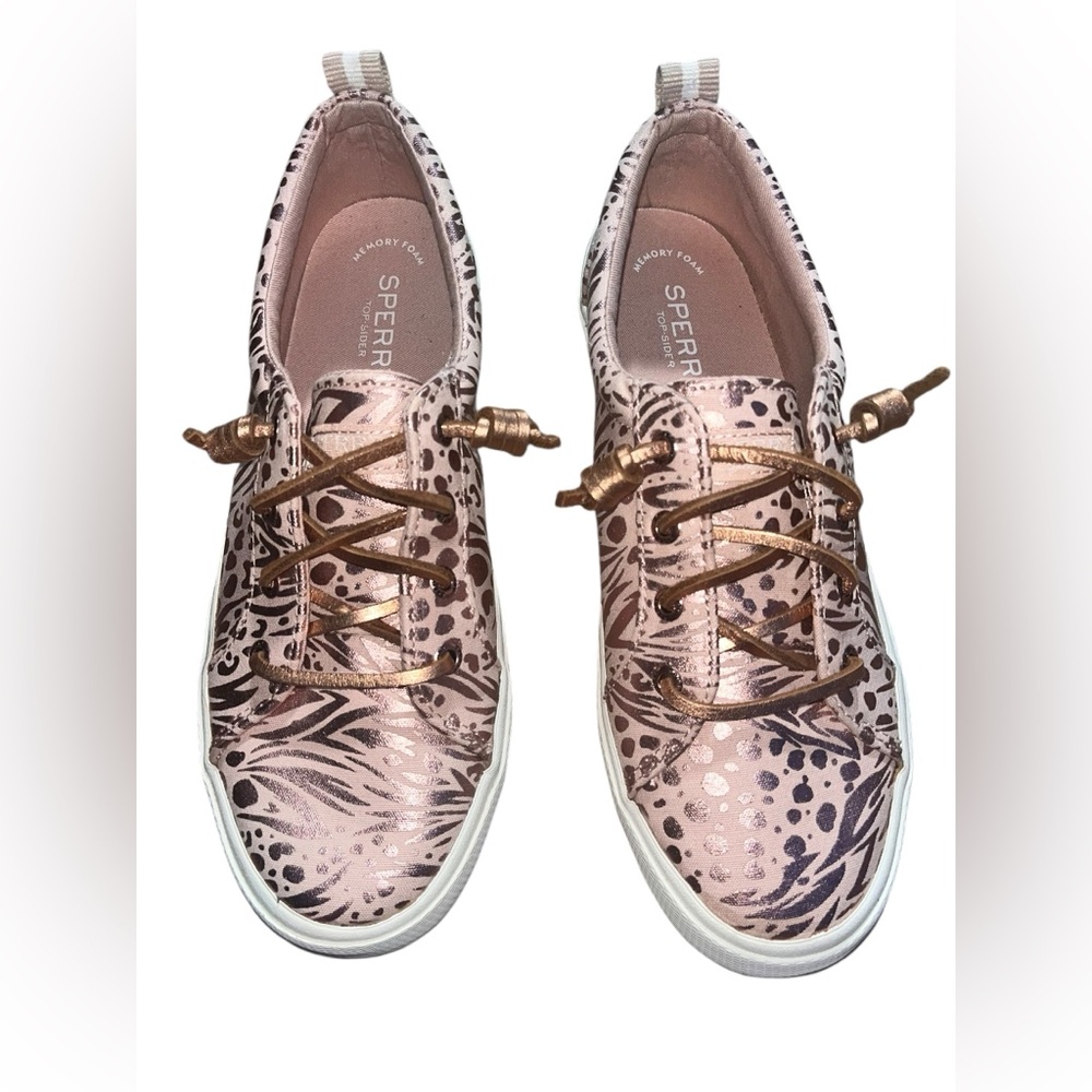 Sperry Top-Sider Animal Print Metallic Rose Gold Women’s Sneaker, size 7 - Picture 2 of 7